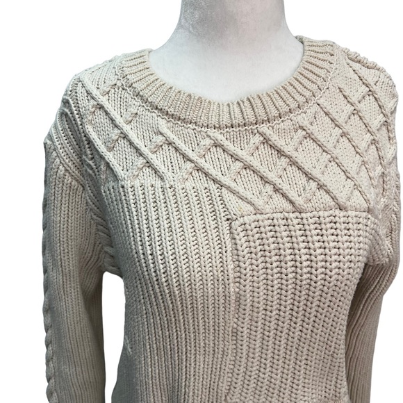 Yaya Cotton Beige Multi-Textured Pullover Sweater Size M - Picture 3 of 10